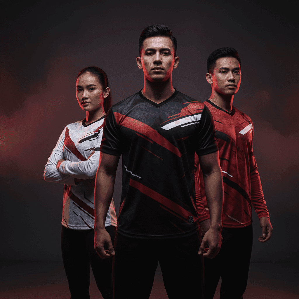 Model menggunakan jersey custom TNT Sport