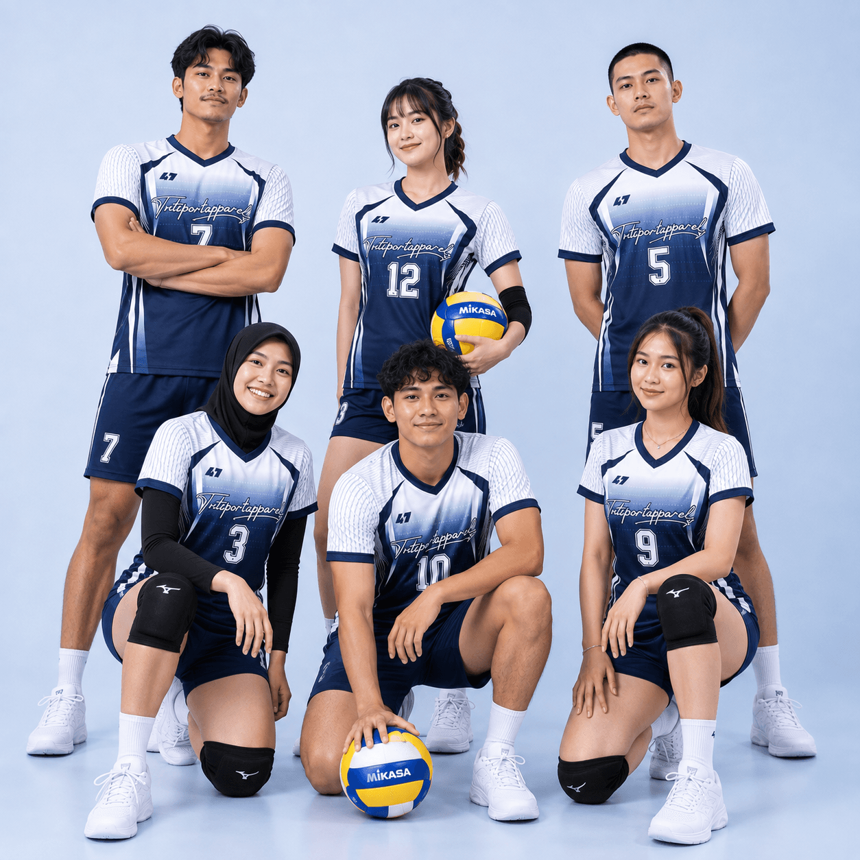 Tim memakai jersey voli custom TNT SPORT APPAREL